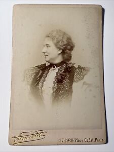 1896 French Women BLACK LACE antique Cabinet Card Photo PIERRE PETIT Paris