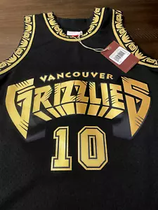 NWT Mitchell & Ness Mike Bibby Grizzlies 1998-99 Black Gold Swingman Jersey Med - Picture 1 of 6