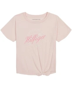 Tommy Hilfiger Embroidered Script Short Sleeve Tie Front T-Shirt Big Girls S (7) - Picture 1 of 14