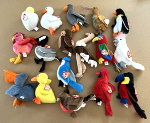 TY 17 Vintage Beanie Babies BEAKS OF ALL SIZES!! - Picture 1 of 2