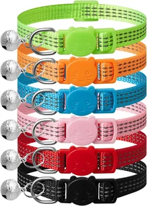 Upgraded Version 6 Pack Reflective Cat Collars with Bell,Breakaway Safety Kitten - Picture 1 of 12