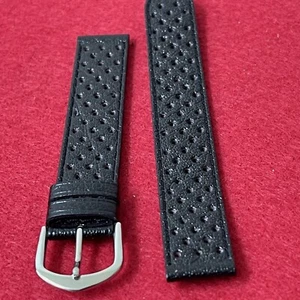 16 VENDIDO Correa de reloj de rally de cuero perforado texturizado 16 mm vintage NOS 1960/70 - Imagen 1 de 6