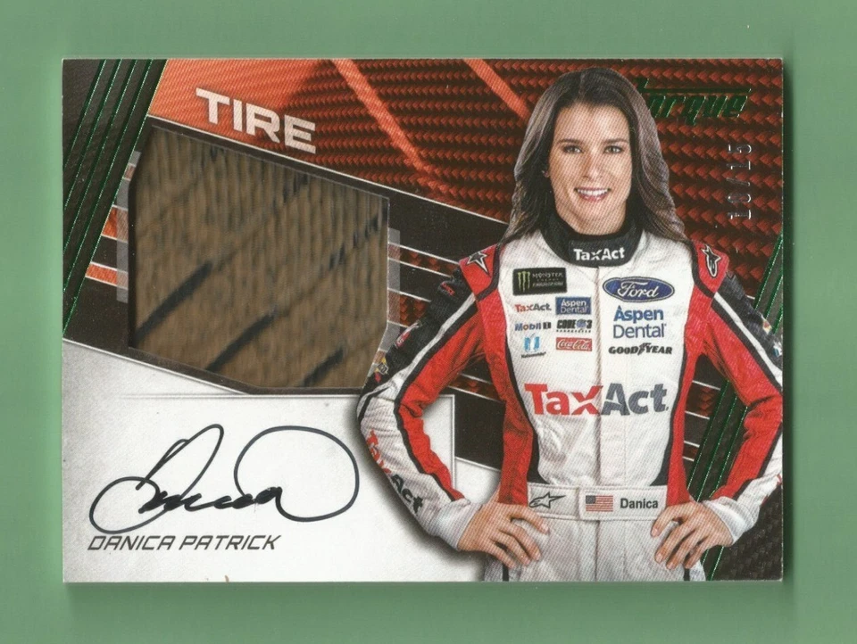 2017 Torque Racing "Jumbo Tire Signature" Danica Patrick Card "Green" #10/15 - Image 1 of 1