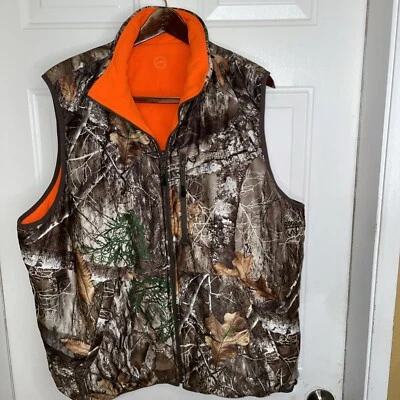 Realtree Magellan Reversible Sz XL 46-48 Hunting Vest -Camo -Orange Poly/fleece - Image 1 of 4