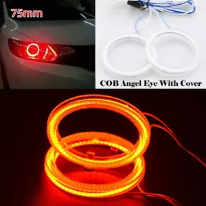 2Pcs Red 75mm Halo Rings COB Angel Eyes Car LED Light DRL Headlight Lamp - Picture 1 of 11