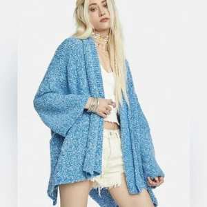 Neu mit Etikett Free People weicher Strick-Cardigan groß blau lässig offen XS - Bild 1 von 7