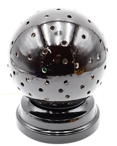 Rare Vintage 9" Pierced Sphere MCM Atomic Style Black Ceramic Table Lamp Light - Bild 1 von 11