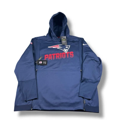 Novo com etiquetas Nike NFL On-Field New England Patriots Therma Hoodie Dri-Fit Azul Masculino GG - Imagem 1 de 4