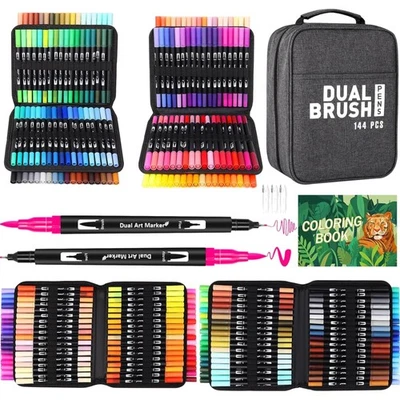 Filzstifte Set 144 Farben, Pinselstifte, Fineliner, Aquarell, Kalligraphie - Bild 1 von 2