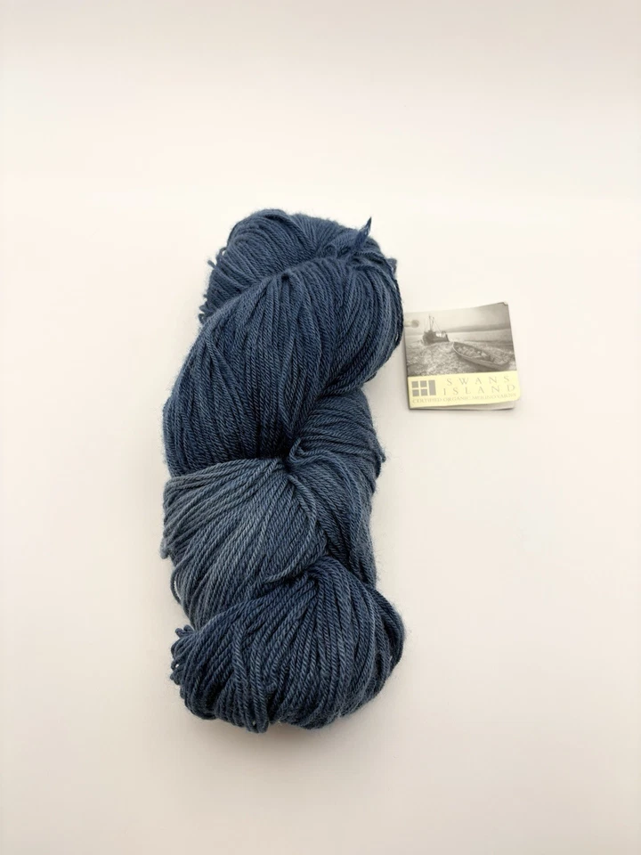 SWANS ISLAND YARN Hand Dyed 100% Organic Merino Fingering/Sock Blue Indigo 580yd - Image 1 of 4
