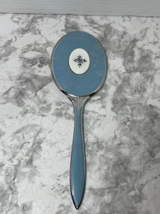 Vintage Art Deco Stil blau Hand Waschtisch abgeschrägter Spiegel Guilloche Emaille Floral - Bild 1 von 8