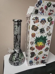 Bong Glas Silber- Grün Ca .32cm schwer ca.1035gramm  Totenkopf Design - Bild 1 von 5