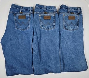LOT OF 3 Wrangler 36MWZ Jeans Men's 34x32 Slim Fit Denim Ranch Workwear Western - Picture 1 of 18