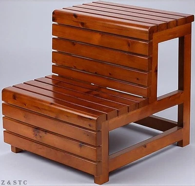 Wooden 2-Step Stool – Premium Teak Wood Step Ladder for Home. - Image 1 of 3