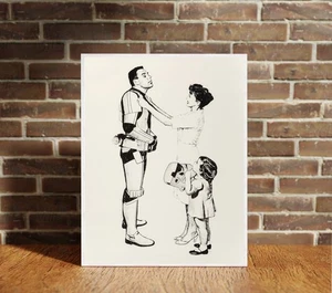 Papa spät zur Arbeit Leinwandfolie schwebende Leinwand Poster gerahmte Kunst Deko Druck - Bild 1 von 10