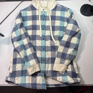 Women’s LL Bean Bean Flex All Season Flannel Waffle Lined Hoodie Size M 515064 - Picture 1 of 8