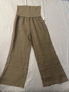 Pantalones Bella Dahl Off Duty Modelo Verde Lino Culottes Anchos - Imagen 1 de 11