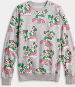 Disney Mickey And Minnie Mouse Ice Skating Christmas Sweater Pullover Women Jrs - Picture 1 of 3