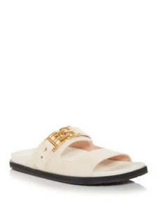 BALLY Womens Beige Footbed Emma Open Toe Slip On Leather Slide Sandals Shoes 38 - Picture 1 of 11