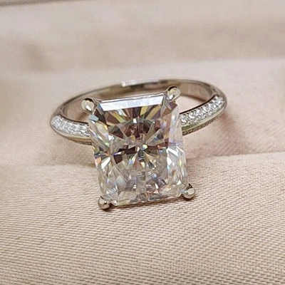 14k white gold moissanite Engagement Ring 6.50CTW Radiant Cut - Image 1 of 4