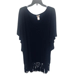 Dotti Woman Whimsy Goth Boho Black Dress Winged Sleeves Fringe Hemline Goth Sexy - Picture 1 of 5