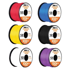 Iron Forge Cable 12 Gauge Primary Automotive Wire - 6 Roll Bulk Assortment Pa... - Picture 1 of 8