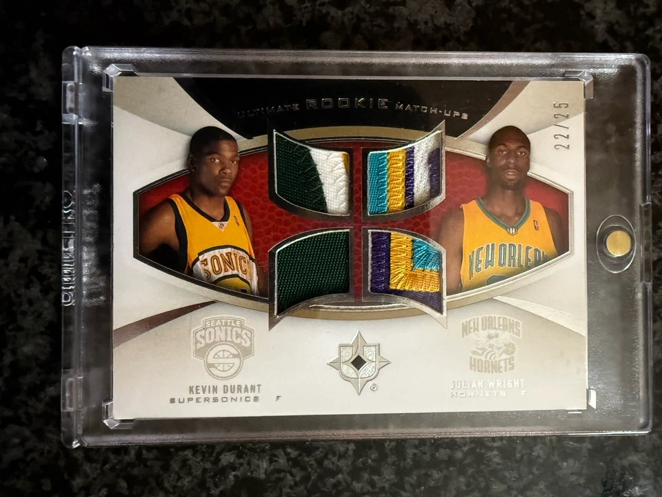 2007-08 UD Ultimate Collection Kevin Durant Julian Wright RC Dual Patch #/25 - Image 1 of 2