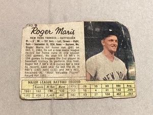 1962 JELL-O #6 Roger Maris, New York Yankees - Poor - Great Looking Card - Picture 1 of 2