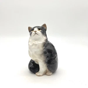 Royal Doulton England Cat Figurine HN999 Black White Ceramic Collectible - Picture 1 of 8
