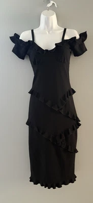 Vestido Colección Nicole Miller 4 Volantes Negros Midi Bruja Capricho Miércoles Foto 1 de 4