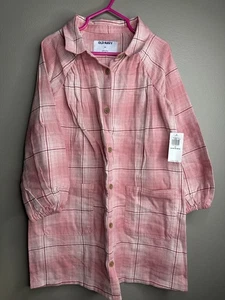 OLD NAVY Girls Size 5T Pink Plaid Flannel Shirt Dress NWT - Picture 1 of 5