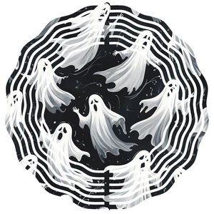 Halloween Geister Wind Spinner 10" Metall 3D kinetische Kunst gruselig Garten Dekor - Bild 1 von 6