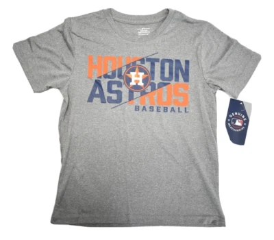 Houston Astros MLB Boys Youth Gray Polyester Crew Neck T-Shirt Short Sleeve M - Image 1 of 4