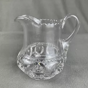 Indiana Glass Kings Crown Thumb Prints Clear Glass Creamer Pitcher EAPG Antique - Picture 1 of 6
