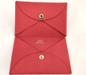 Hermes Calvi Card Holder Case Epsom Rose Pink w/box - Picture 1 of 7