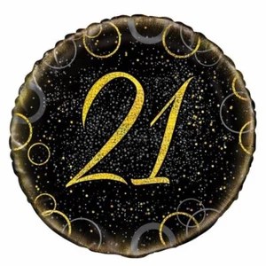 Glitz Black & Gold 21st Birthday "21" Foil Balloon 45cm (18") Party Supplies - Picture 1 of 1