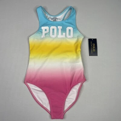 Polo Ralph Lauren Niñas TALLA 6 Logo Ombré Traje de Baño Una Pieza Turquesa/Rosa Foto 1 de 4