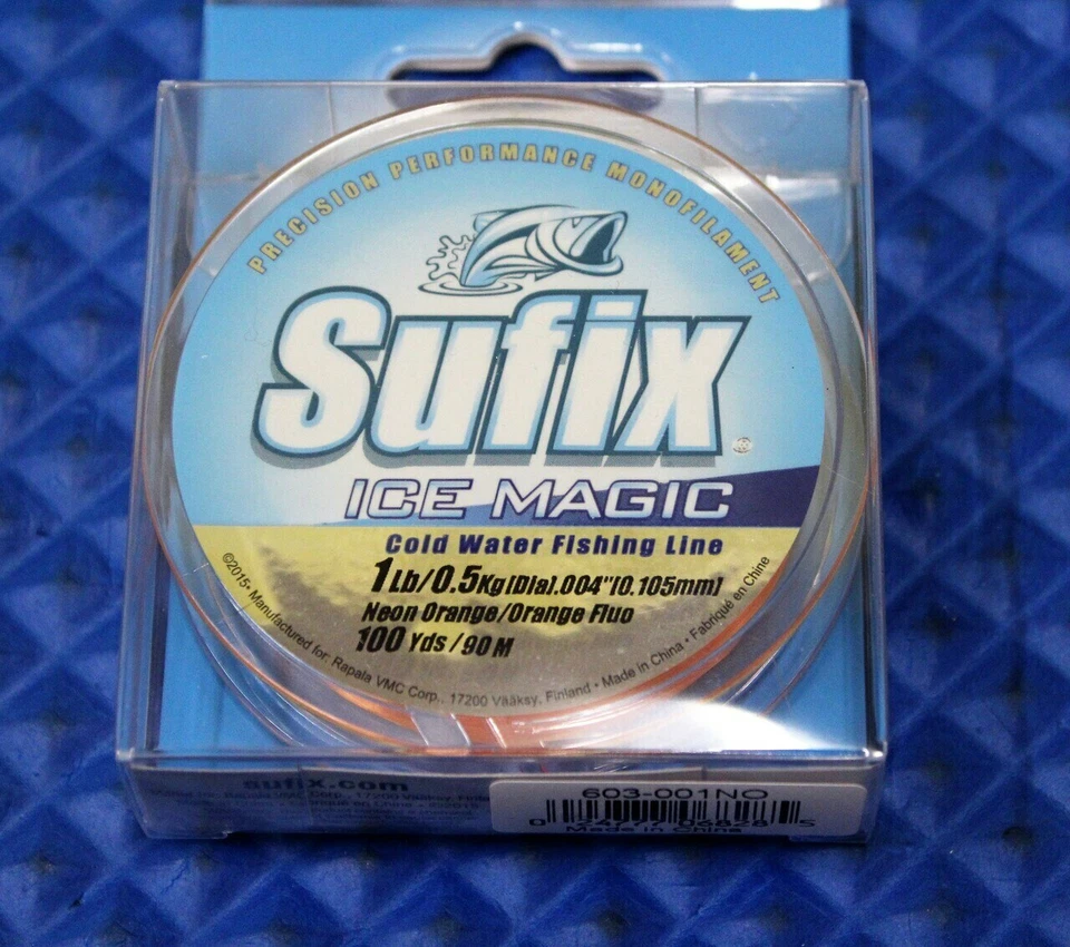 Sufix Ice Magic Cold Water Fishing Line 1 LB Test 100 Yards Neon Orange