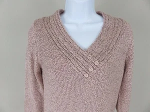 Suéter para mujer Carolyn Taylor rosa y gris cuello en V suéter talla 6 - Imagen 1 de 7