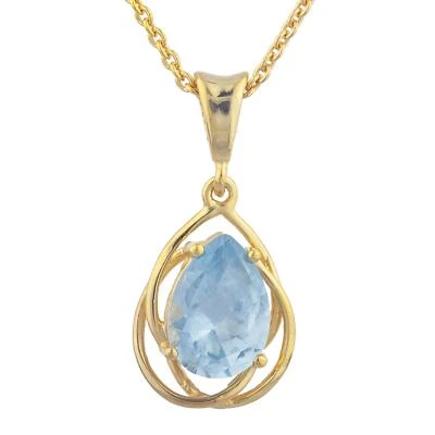 14Kt Gold 2 Ct Aquamarine Pear Teardrop Design Pendant Necklace - Image 1 of 4