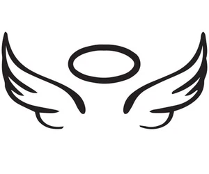ANGEL WING HALO VINYL CAR DECAL In Memory RIP GLASS 5" X 2.25" STICKER - Picture 1 of 2