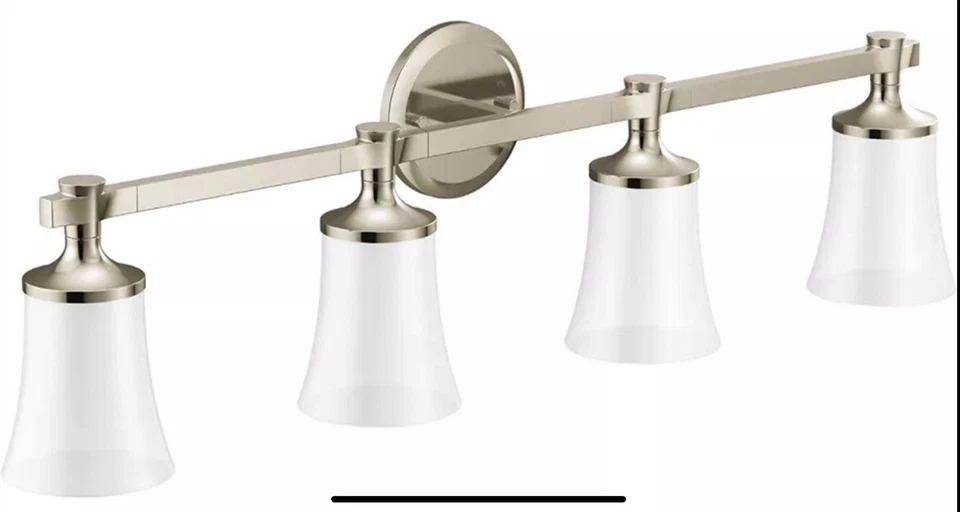 Moen YB0364NL Flara Bathroom Vanity 4-Light Frosted Glass Polished Nickel - Image 1 of 1