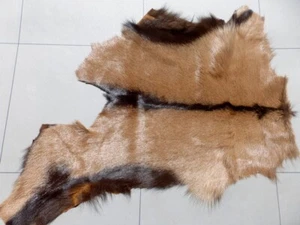 Goatskin Hair On leather hide Dark  & Camel Brown Super Silky Hair w/Bomber back - Picture 1 of 6