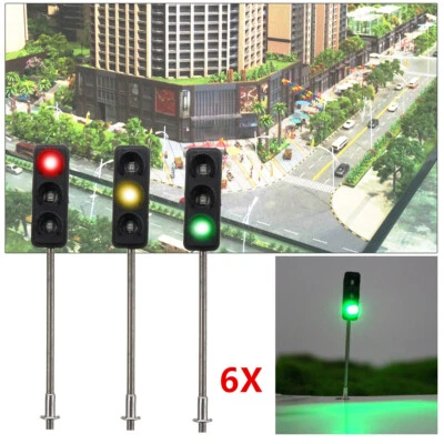 6PCS HO / OO Traffic Signal LED Light Model Train Architecture Street Lamp 1:100 - Image 1 of 4