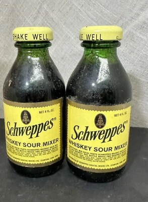 vintage schweppes whiskey sour mixer Bottles 4 Oz Unopened 2 Bottles - Image 1 of 2