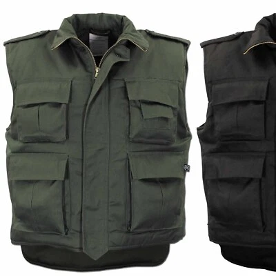 MFH Gefütterte Weste US Steppweste Rangerweste schwarz oder oliv mit vielen Taschen