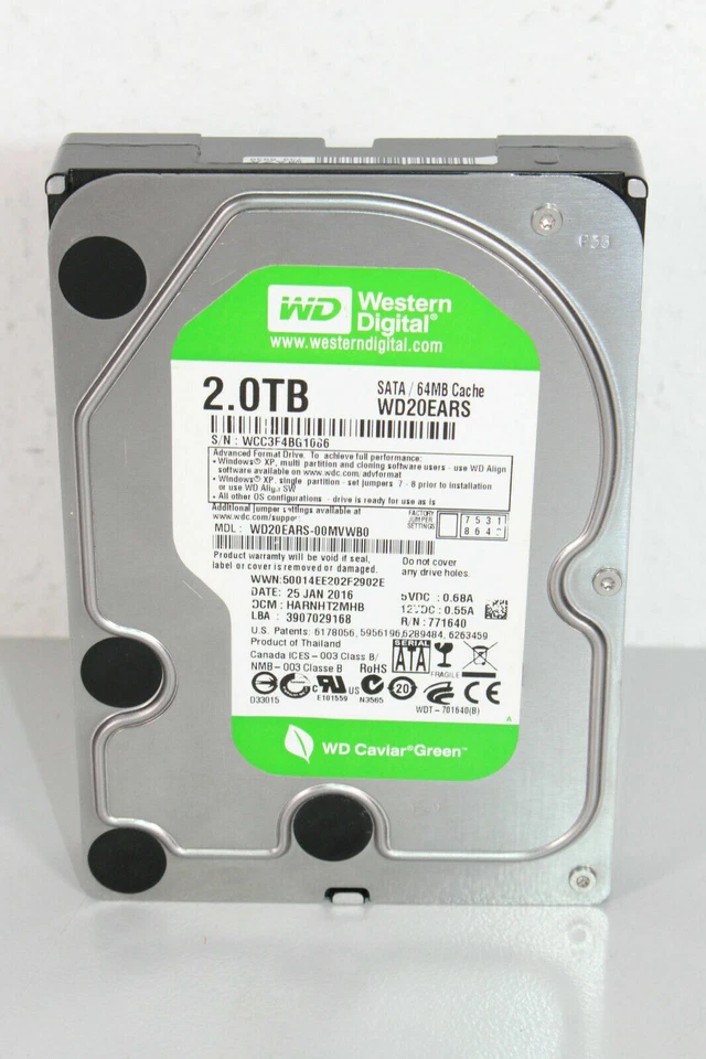 WD20EARS Westren Digital 2TB SATA II 64MB 5400rpm Hot Swap 3.5"  - Image 1 of 1