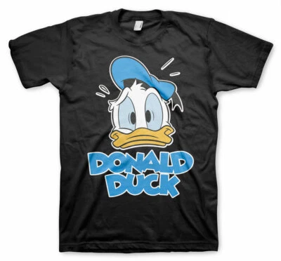 Donald Duck Comic Face Gesicht Walt Disney Männer Mens T-Shirt Schwarz Black