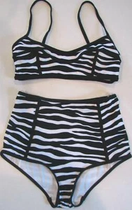 Michael Kors 6 Bikini Cintura Alta Blanco y Negro Estilo Retro Traje de Baño Traje de Baño - Imagen 1 de 8
