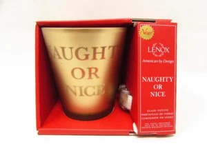 Golden Holidays by Lenox Glass Votive Tea Light Incl Naughty or Nice NIB (G) - Picture 1 of 2